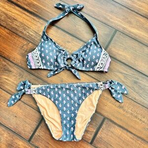 J Crew Floral Tie Neck Halter Bikini
